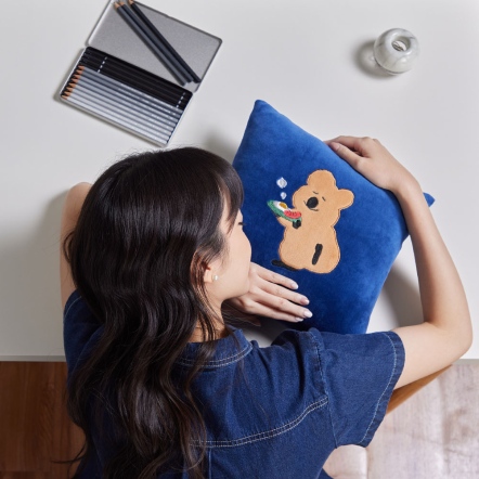 DINOTAENG | 早餐方形抱枕（30x30公分）-深藍(lán)